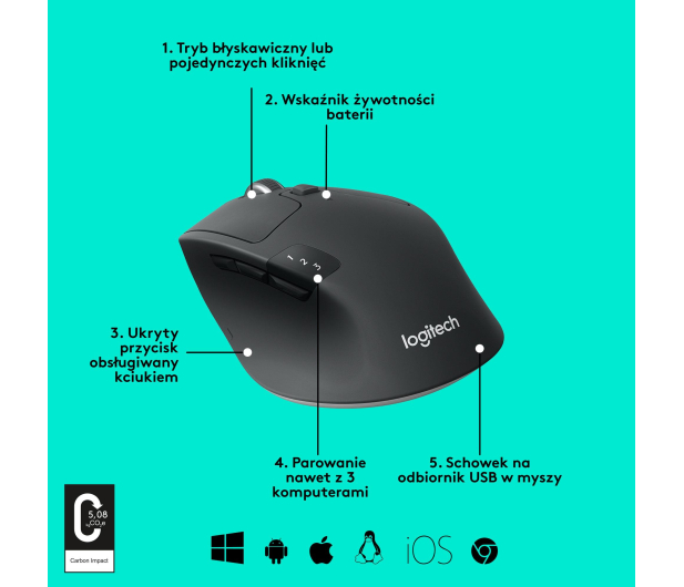 LOGITECH M720 Triathlon Mouse 910-004791 - 328514 - zdjęcie 10